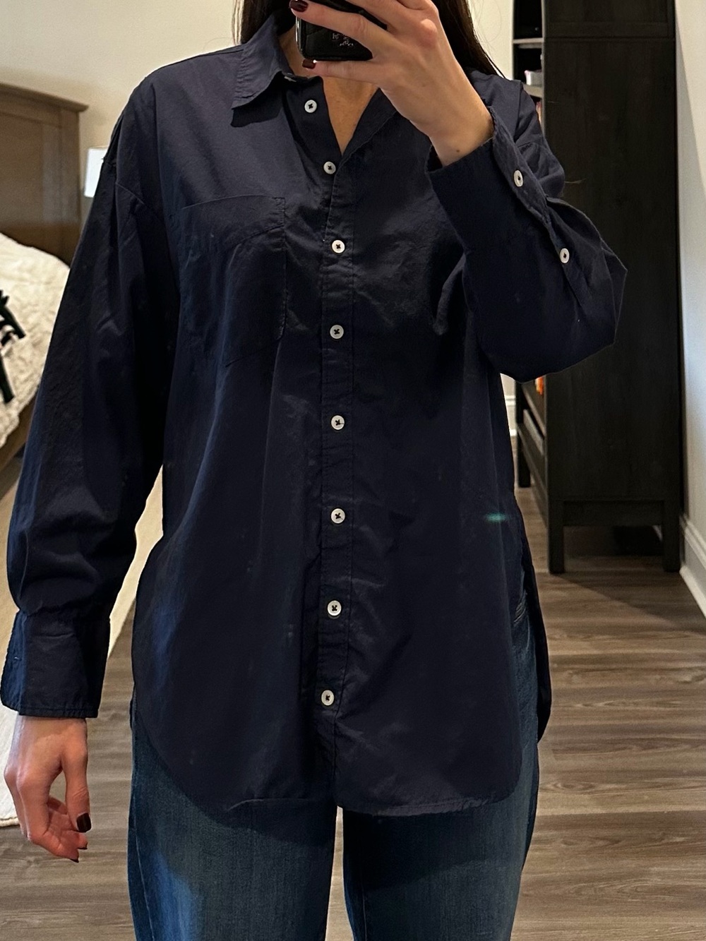 Maeve Navy Blue Button-Down Shirt